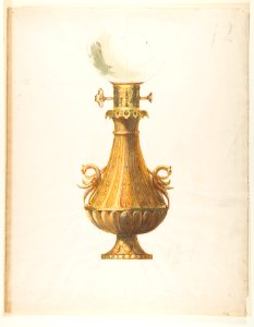 Design for a Gas Lamp with Gilt Base and Glass Globe MET DP812736