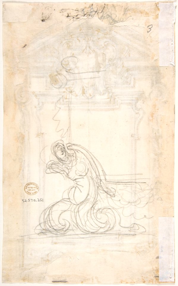 Design for a Frame or Epitaph (recto); Caryatid Supporting a Frame (verso) MET DP809735