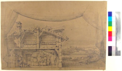 Design for a Stage Set at the Opéra, Paris- Interior of a Cottage MET 53.668.243