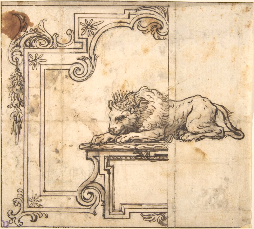 Design for a Frame with Two Compartments and a Crowned Lion MET DP802575