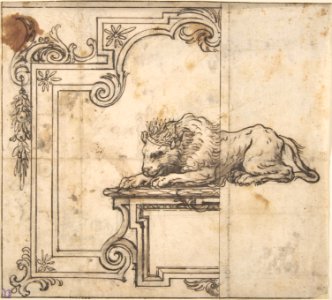 Design for a Frame with Two Compartments and a Crowned Lion MET DP802575