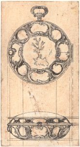 Design for a Gold Watchcase Showing Front and Elevation MET DP154272