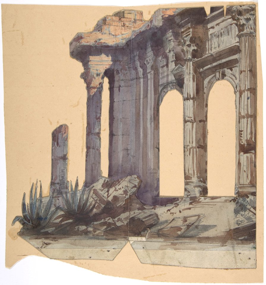 Design for a Stage Set at the Opéra, Paris- Columned Exterior MET DP809696