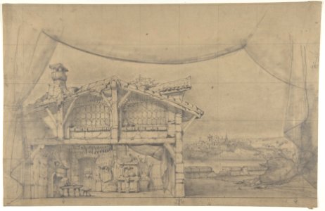 Design for a Stage Set at the Opéra, Paris- Interior of a Cottage MET DP810202