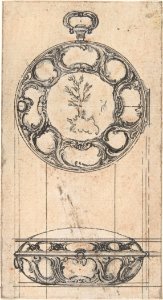Design for a Gold Watchcase Showing Front and Elevation MET DP806451