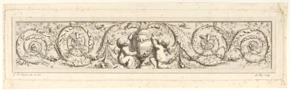 Design for a Frieze with Acanthus Scrolls and a Vase with Two Putti in the Center MET DP833528