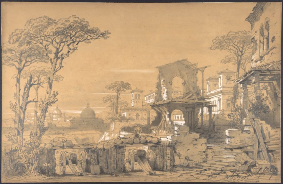 Design for a Stage Set at the Opéra, Paris- Landscape Looking Toward Rome MET DP809705