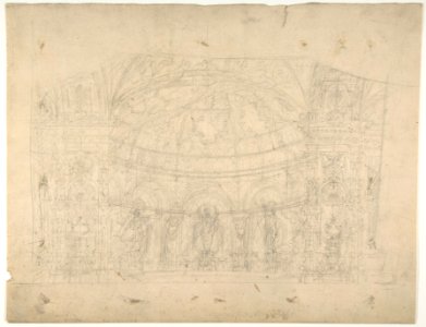 Design for a Stage Set at the Opéra, Paris- Domed Interior (recto); Sketches for Dome and Doors (verso) MET DP810187