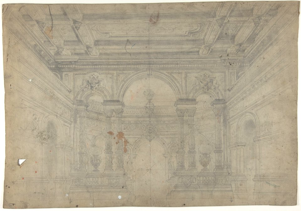 Design for a Stage Set at the Opéra, Paris- Interior with Coiffered Ceiling MET DP810200