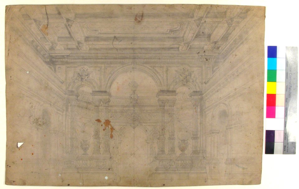 Design for a Stage Set at the Opéra, Paris- Interior with Coiffered Ceiling MET 53.668.246