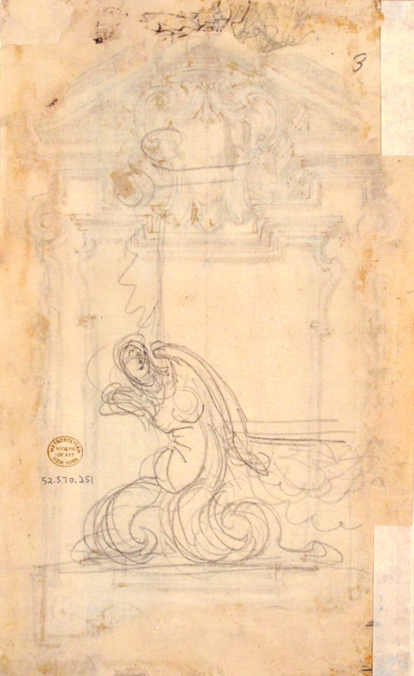 Design for a Frame or Epitaph (recto); Caryatid Supporting a Frame (verso) MET 52.570.251 VERSO