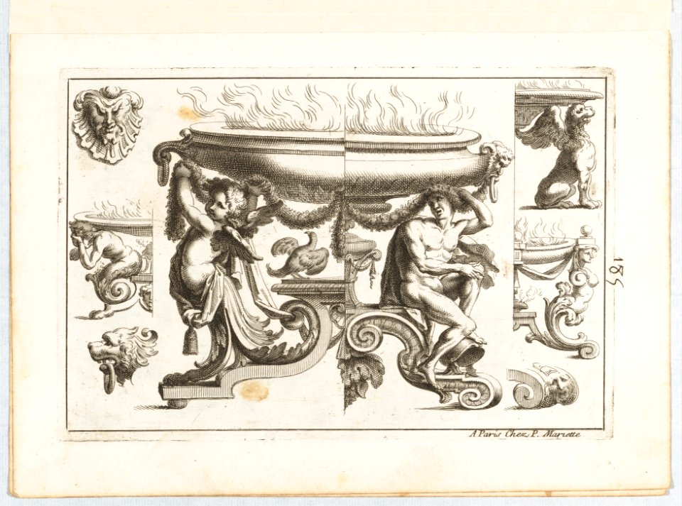 Desseins de Brasiers dont les Ornements peuuent Seruir aux Cuuettes, Tables, et autres Ouurages d'Orfeurerie, Plate 1 MET DP154270
