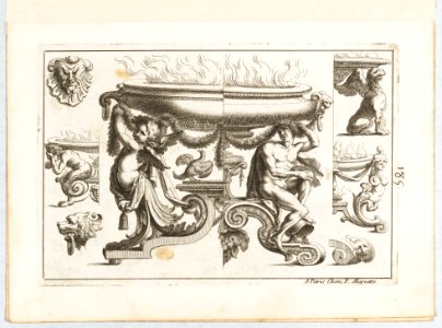 Desseins de Brasiers dont les Ornements peuuent Seruir aux Cuuettes, Tables, et autres Ouurages d'Orfeurerie, Plate 1 MET DP154270