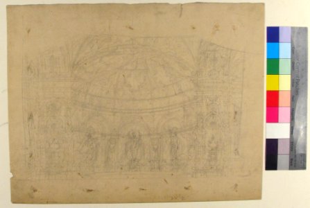 Design for a Stage Set at the Opéra, Paris- Domed Interior (recto); Sketches for Dome and Doors (verso) MET 53.668.23