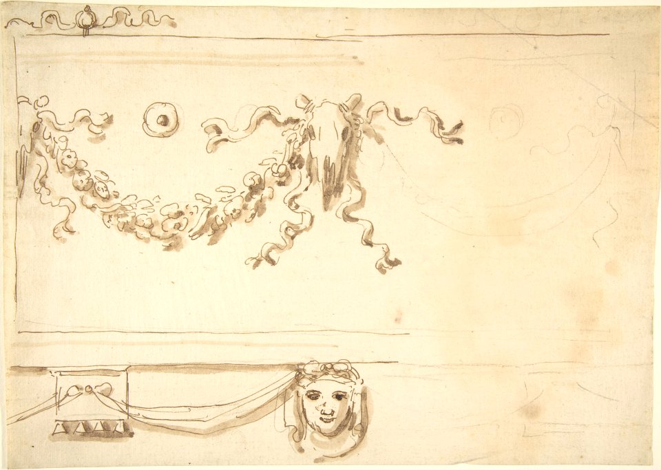 Design for a Frieze- Garland and Animal Skull MET DP803163