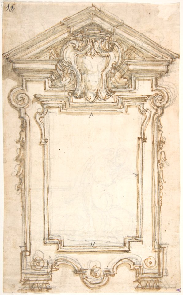 Design for a Frame or Epitaph (recto); Caryatid Supporting a Frame (verso) MET DP809734