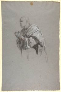 Drapery Study for a Cleric (lower register; study for wall paintings in the Chapel of Saint Remi, Sainte-Clotilde, Paris, 1858) MET DP812074