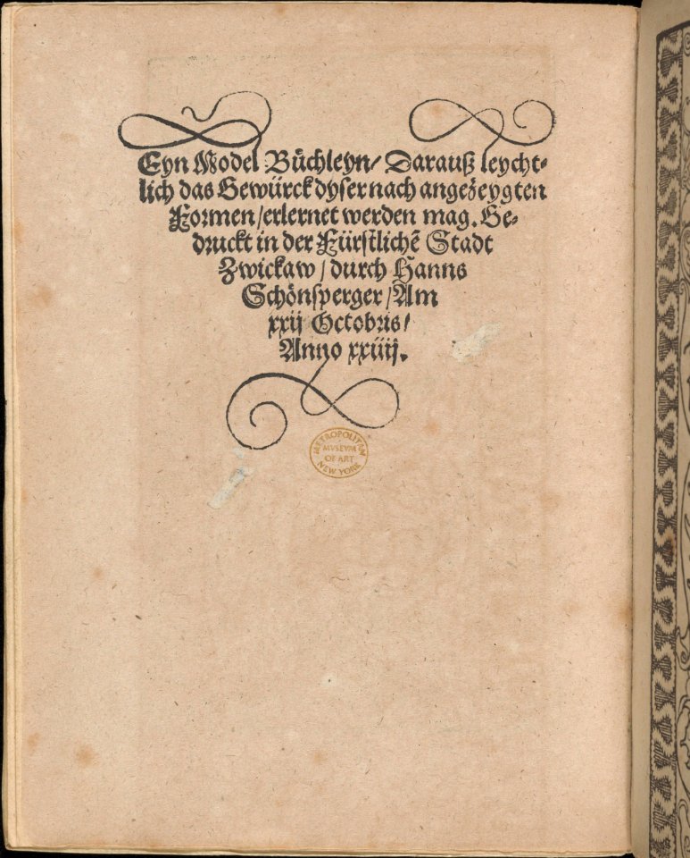 Ein new Modelbuch..., title page (verso) MET DP363368