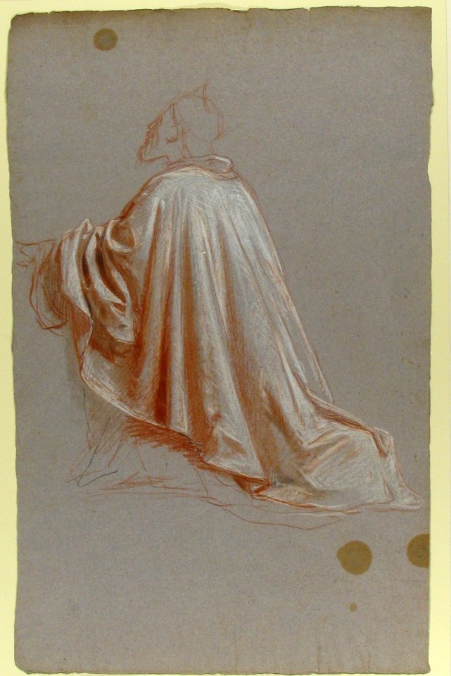 Drapery Study for a Bishop (lower register; study for wall paintings in the Chapel of Saint Remi, Sainte-Clotilde, Paris, 1858) MET 1989.122.23