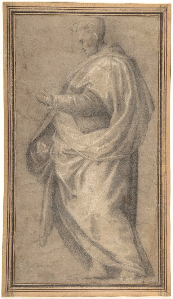 Drapery Study for a Standing Male Figure in Profile Facing Left. MET DP807840