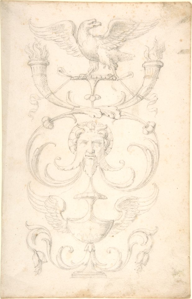 Drawing of a Grotesque after a 16th-century Decorative Relief. MET DP809292