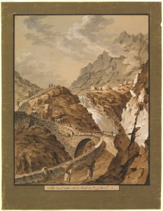 Devil's Bridge toward the Gothard Mountain in Switzerland MET DP819918