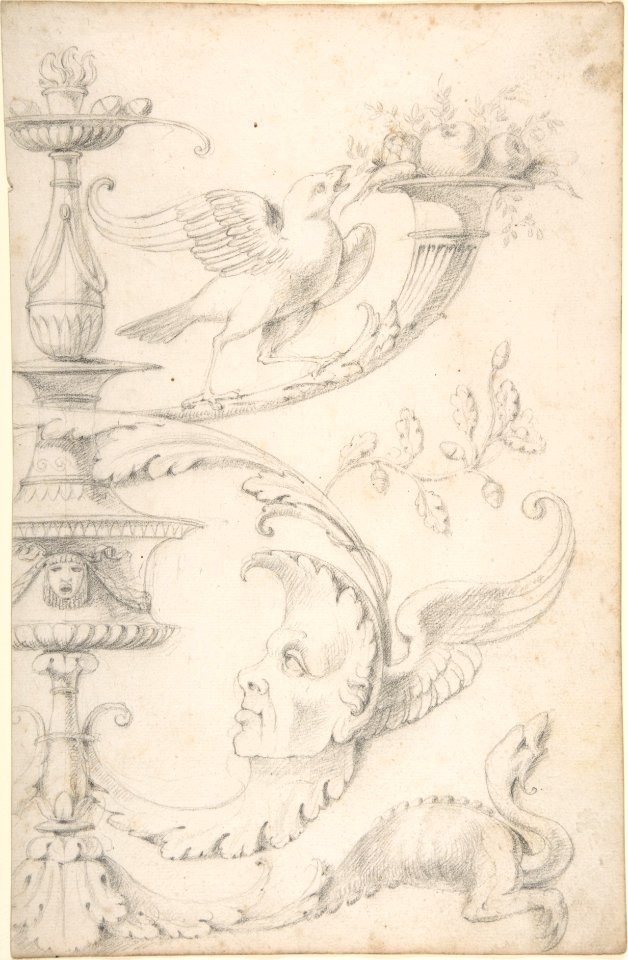 Drawing of a Grotesque after a 16th-century Decorative Relief. MET DP809291