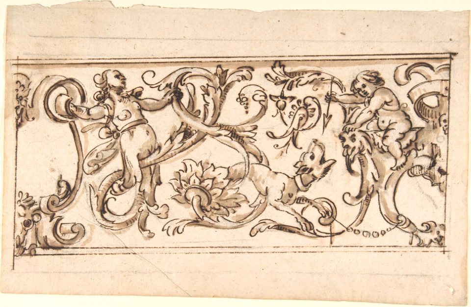 Drawing for a Frieze with Rinceau and Grotteschi MET DP802551