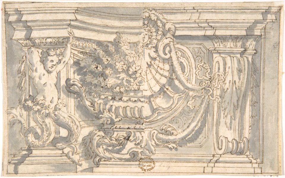 Drawing Showing Two Alternate Designs for an Ornamental Niche or Panel MET DP802418