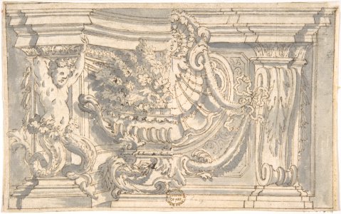 Drawing Showing Two Alternate Designs for an Ornamental Niche or Panel MET DP802418