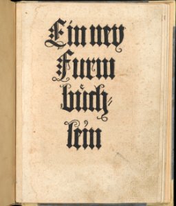 Ein ney Furmbüchlein, Title page MET DP359622