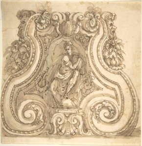 Design for the Base of a Candle Stick with a Seated Female(?) Figure MET DP802038