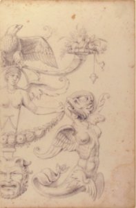 Drawing of a Grotesque after a 16th-century Decorative Relief. MET 60.626.13