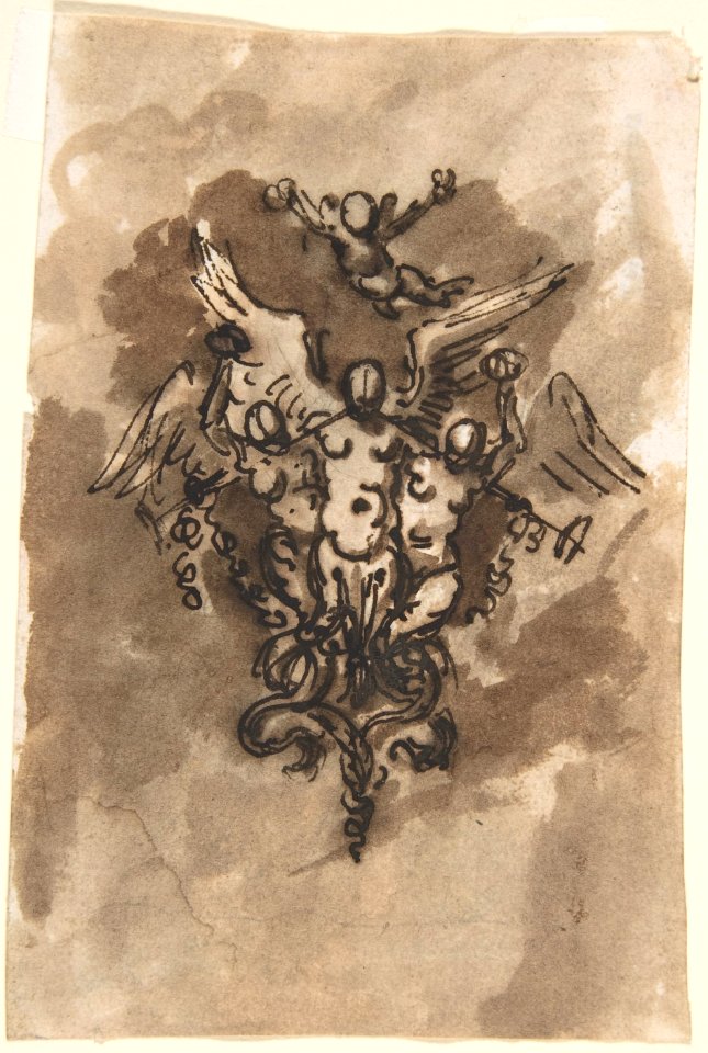 Drawing for a Vignette of Fame (recto); Cropped Drawing of Horse's Leg (verso) MET DP803263