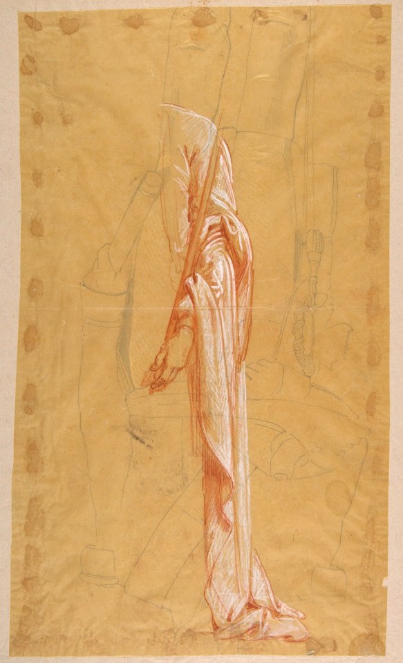 Drapery Study for Sainte-Clotilde (upper register); verso- Standing Soldier; (studies for wall paintings in the Chapel of Saint Remi, Sainte-Clotilde, Paris, 1858) MET DP812081