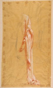 Drapery Study for Sainte-Clotilde (upper register); verso- Standing Soldier; (studies for wall paintings in the Chapel of Saint Remi, Sainte-Clotilde, Paris, 1858) MET DP812081