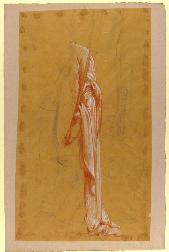 Drapery Study for Sainte-Clotilde (upper register); verso- Standing Soldier; (studies for wall paintings in the Chapel of Saint Remi, Sainte-Clotilde, Paris, 1858) MET 1989.122.43