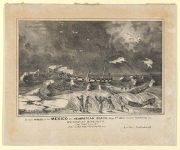 Dreadful Wreck of the Mexico on Hempstead Beach, January 2nd, 1837 – As Now Exhibiting at Hanington Dioramas–Perished in All–115 Souls. MET DP853621