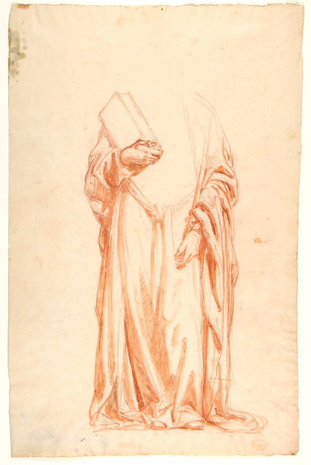 Drapery Study for Sainte-Clotilde (upper register; study for wall paintings in the Chapel of Saint Remi, Sainte-Clotilde, Paris, 1858) MET DP812078