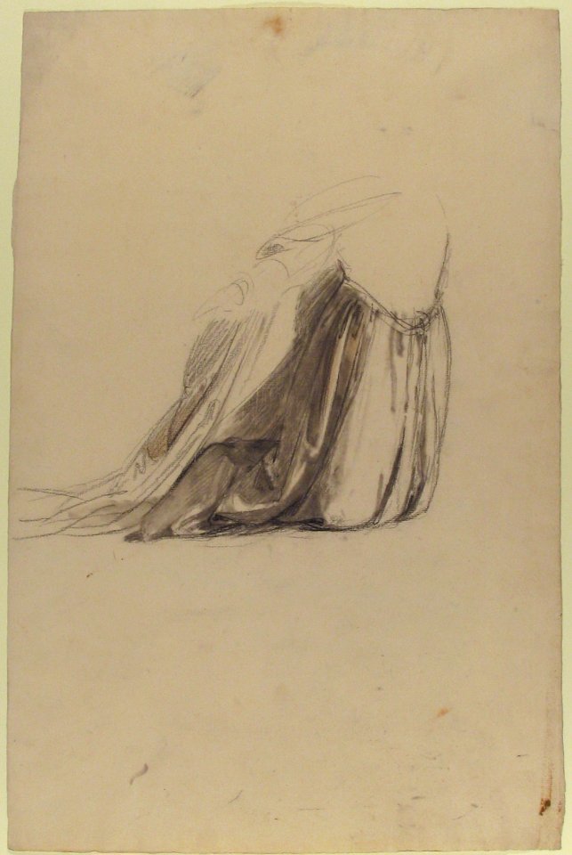 Drapery Study for Sainte Clotilde (middle register; study for wall paintings in the Chapel of Saint Remi, Sainte-Clotilde, Paris, 1858) MET 1989.122.12