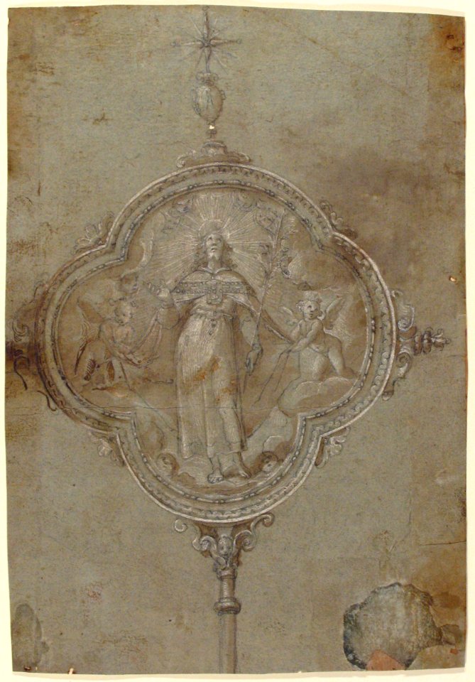 Drawing for a Standard with Christ in Glory Flanked by Putti MET 66.618.5