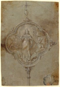 Drawing for a Standard with Christ in Glory Flanked by Putti MET 66.618.5