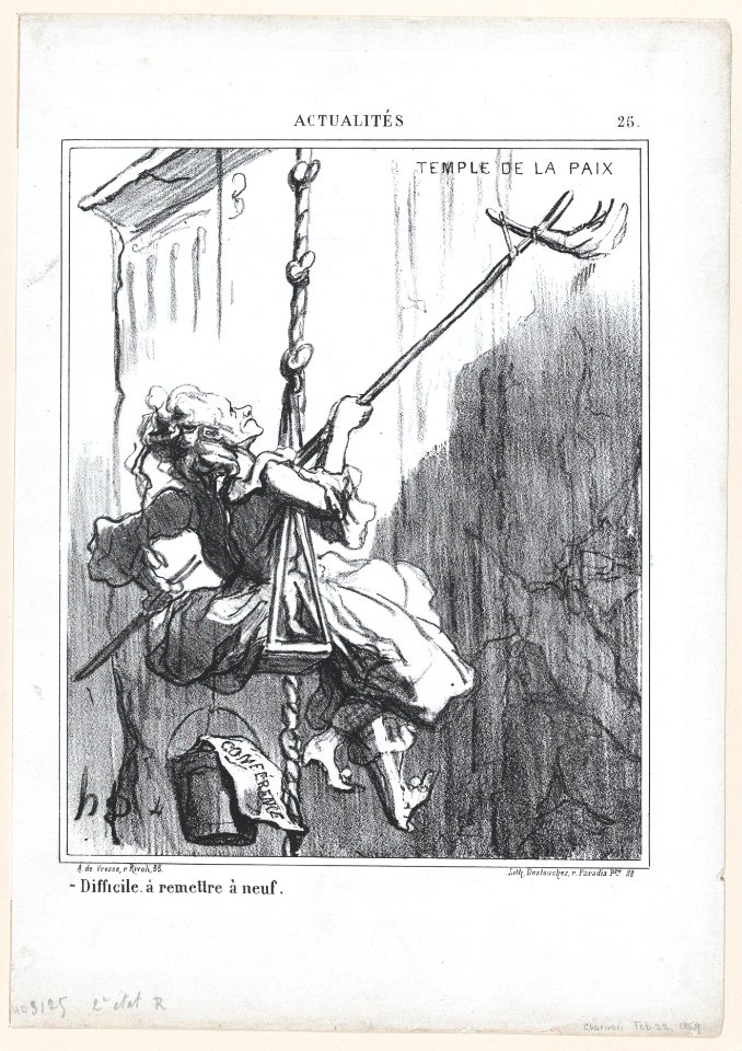 Difficult to restore it to be like new, from 'News of the day,' published in Le Charivari, February 22, 1869 MET DP877779