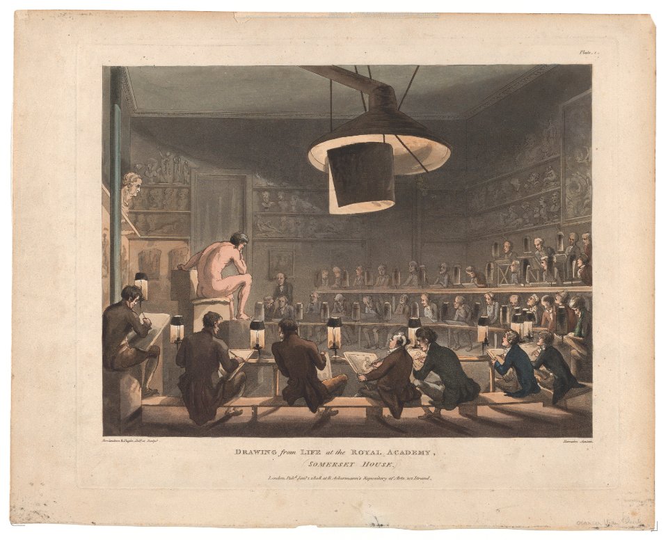 Drawing from Life at the Royal Academy, Somerset House (Microcosm of London, pl. 1) MET DP874011