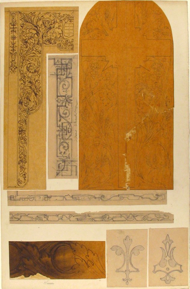 Eight designs for painted wall decorations; one for "chanteloup," another for "Nause" MET 67.827.205