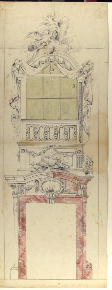 Ecclesiatstical design for a window topped with angels MET 50.543.1
