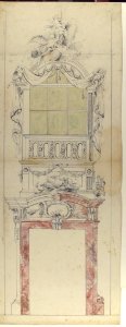 Ecclesiatstical design for a window topped with angels MET 50.543.1