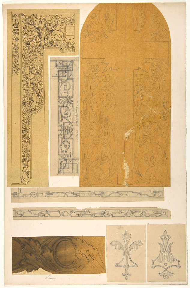 Eight designs for painted wall decorations; one for "chanteloup," another for "Nause" MET DP811240