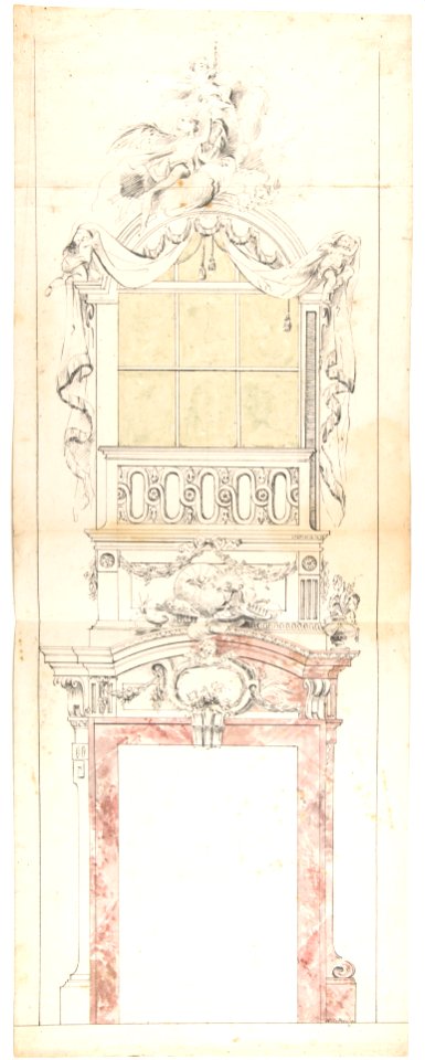 Ecclesiatstical design for a window topped with angels MET DP812028