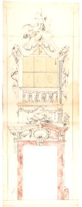 Ecclesiatstical design for a window topped with angels MET DP812028